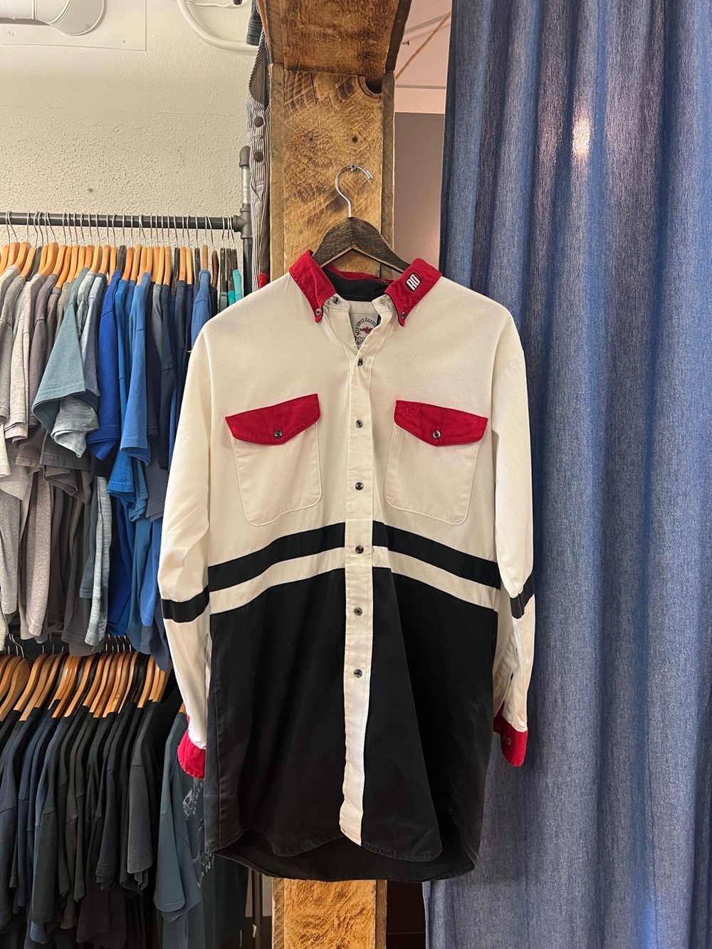Vintage Midwest Garments White/Red/Black Button-Up Shirt